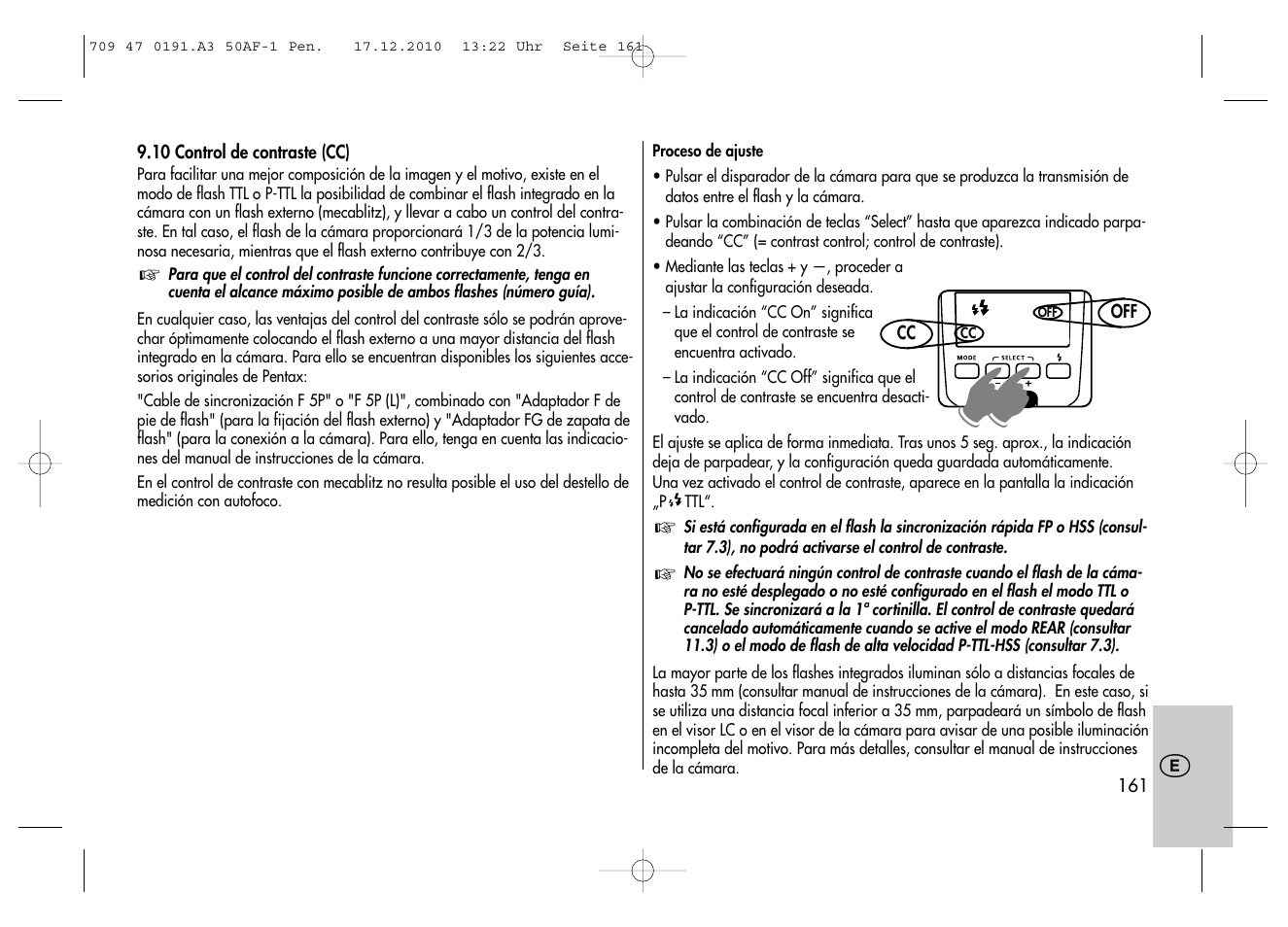 Metz MECABLITZ 50 AF-1 digital Pentax User Manual | Page 161 / 182