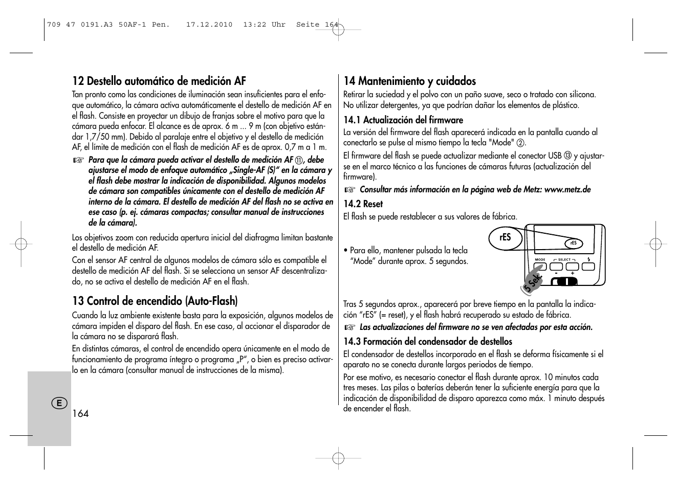 Metz MECABLITZ 50 AF-1 digital Pentax User Manual | Page 164 / 182