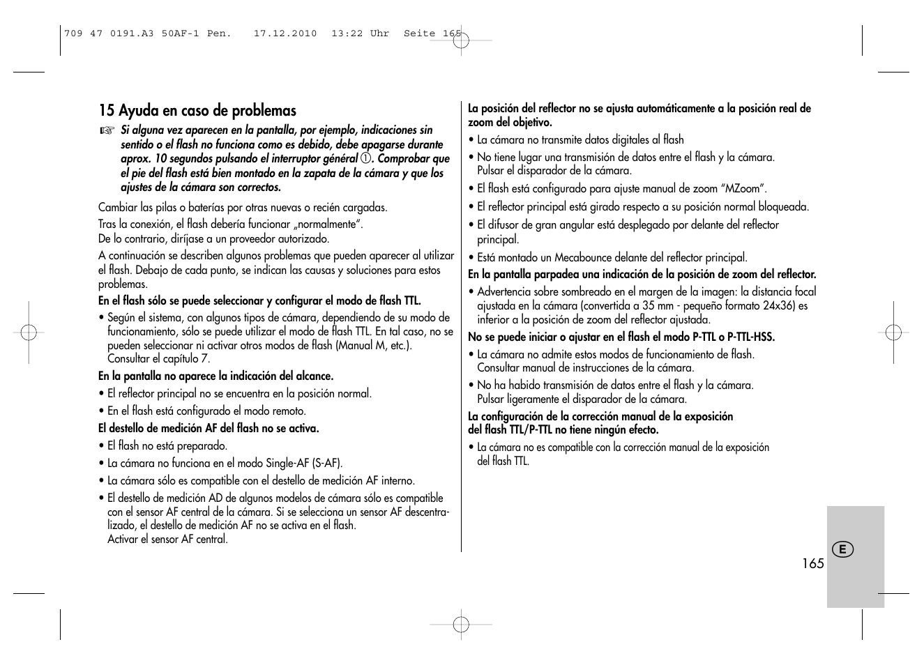 Metz MECABLITZ 50 AF-1 digital Pentax User Manual | Page 165 / 182