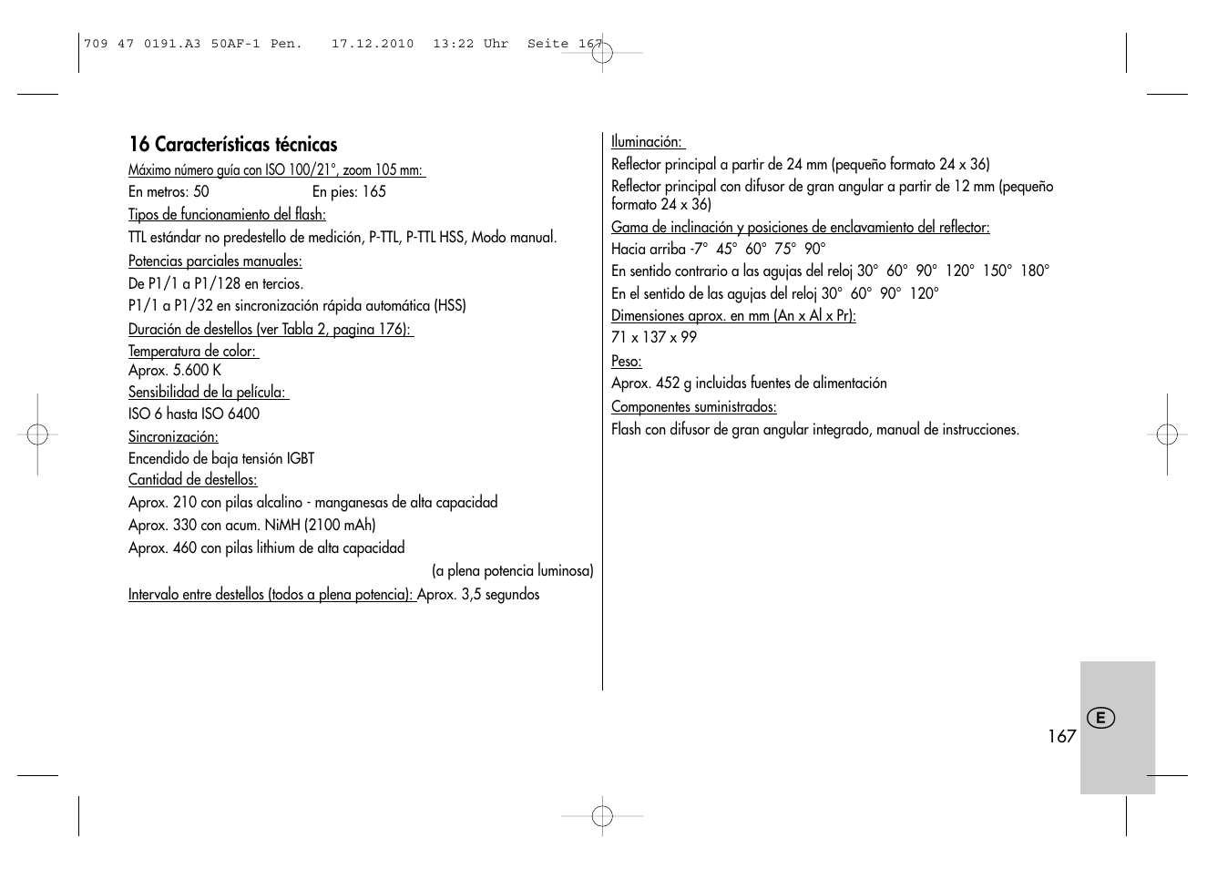 Metz MECABLITZ 50 AF-1 digital Pentax User Manual | Page 167 / 182