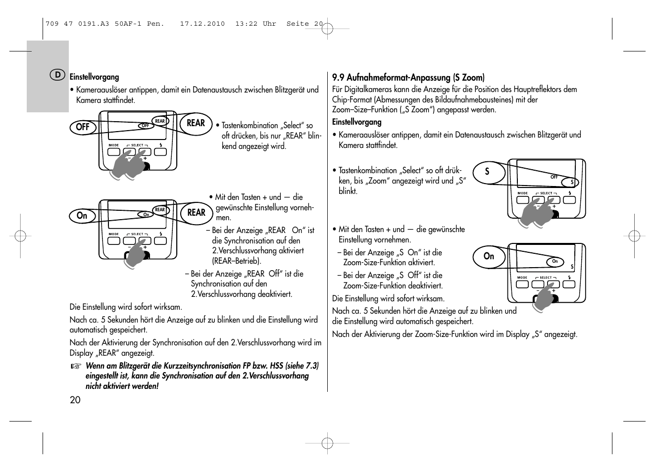 Metz MECABLITZ 50 AF-1 digital Pentax User Manual | Page 20 / 182