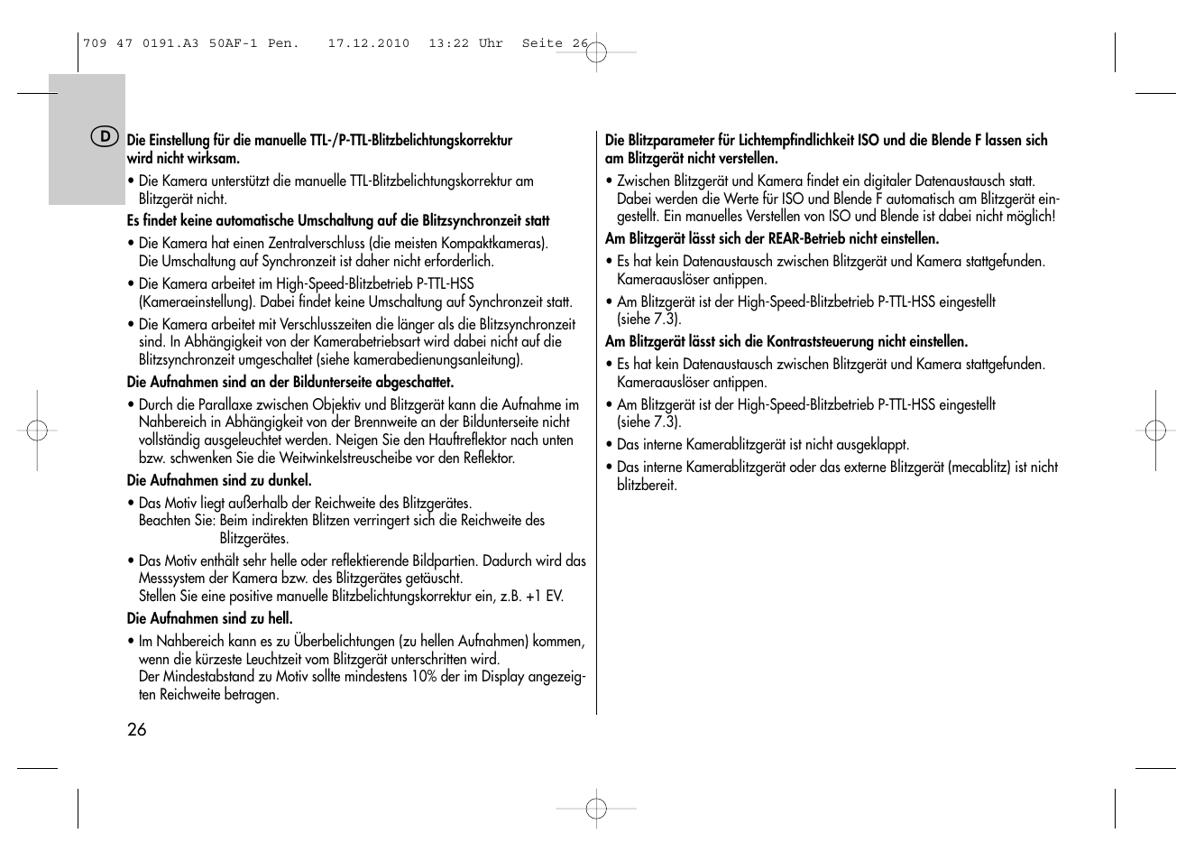 Metz MECABLITZ 50 AF-1 digital Pentax User Manual | Page 26 / 182