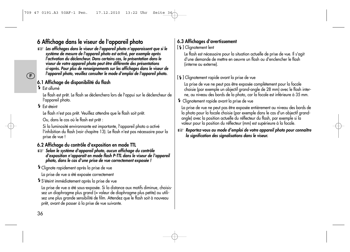 Metz MECABLITZ 50 AF-1 digital Pentax User Manual | Page 36 / 182