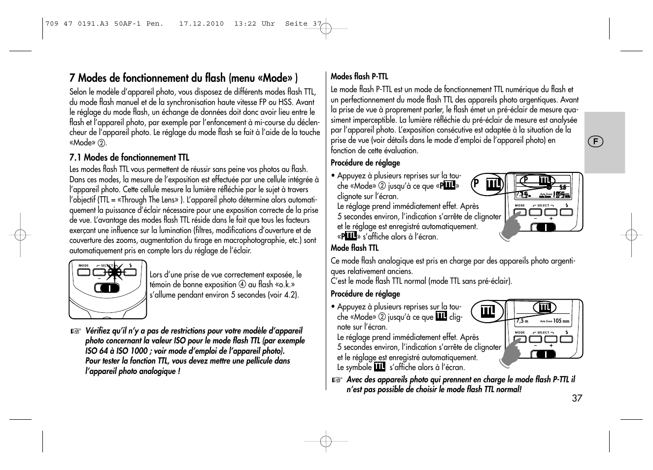 Metz MECABLITZ 50 AF-1 digital Pentax User Manual | Page 37 / 182