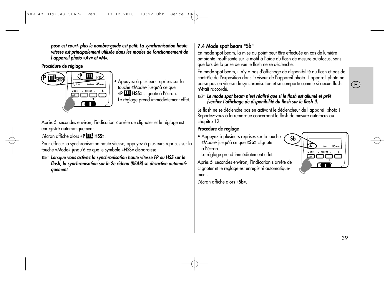 Metz MECABLITZ 50 AF-1 digital Pentax User Manual | Page 39 / 182