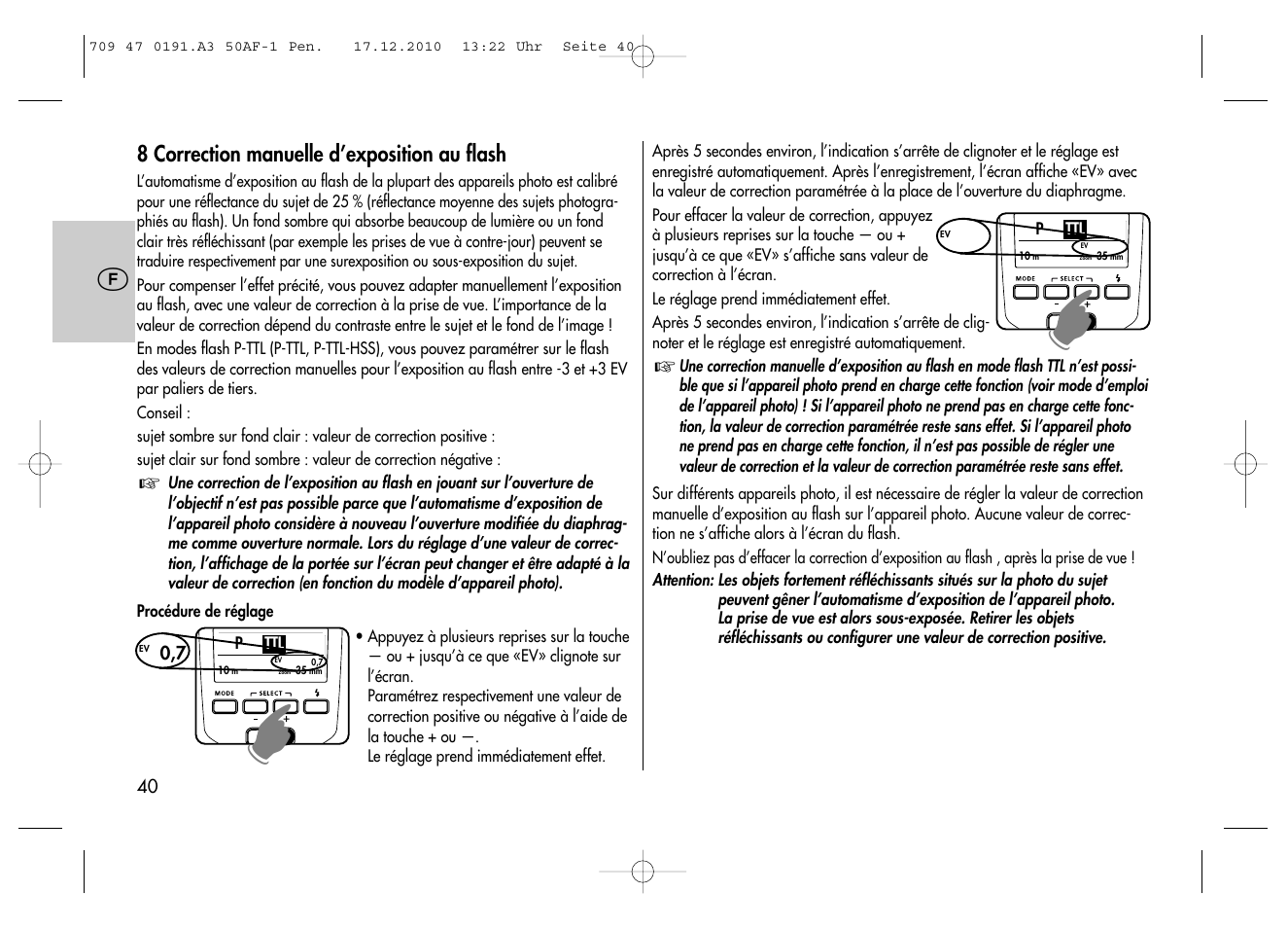 Metz MECABLITZ 50 AF-1 digital Pentax User Manual | Page 40 / 182