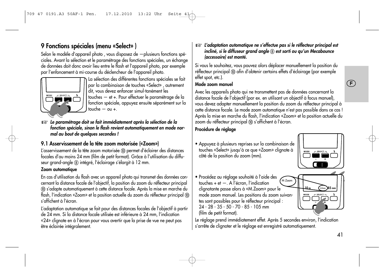 Metz MECABLITZ 50 AF-1 digital Pentax User Manual | Page 41 / 182