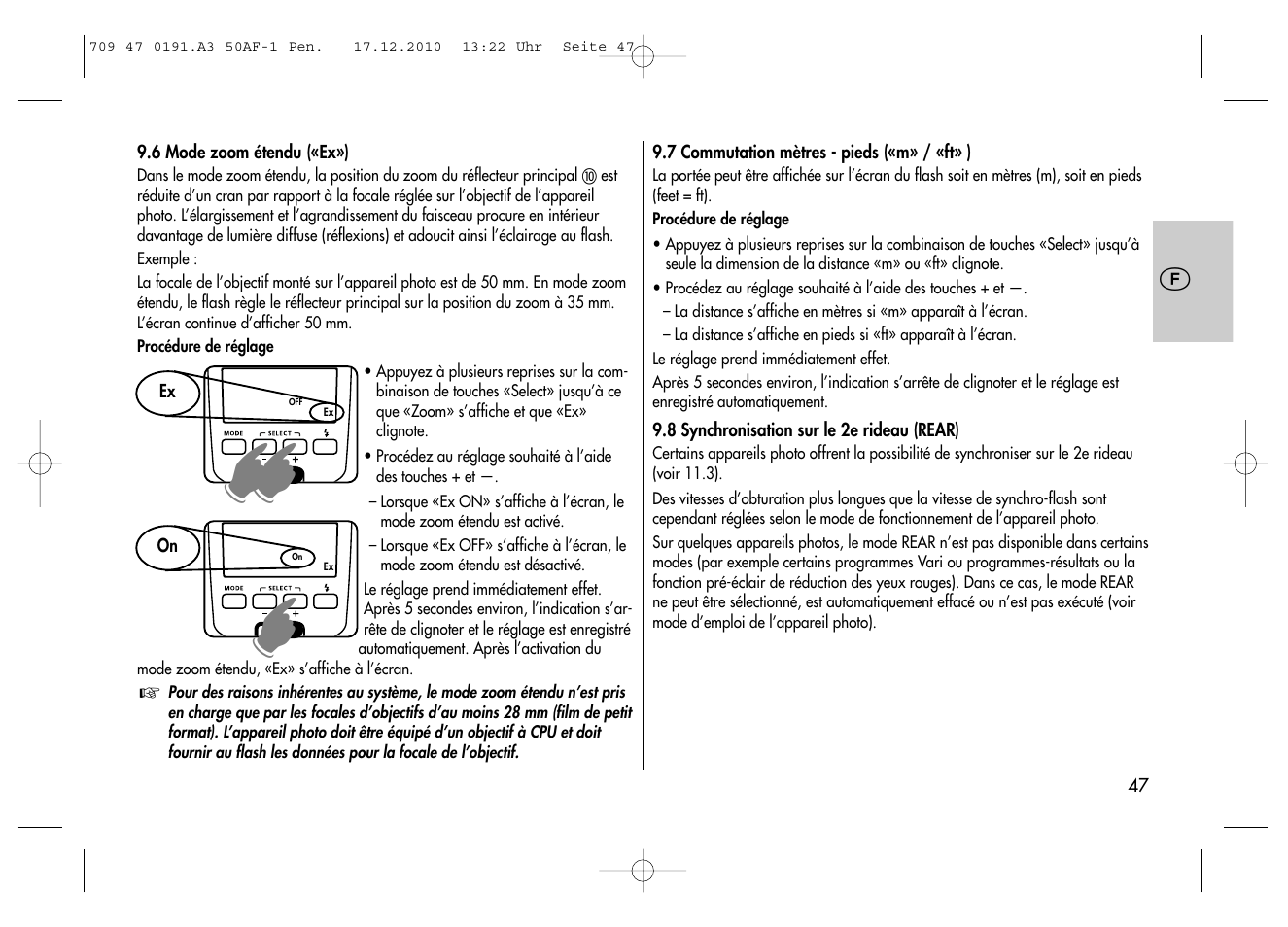 Metz MECABLITZ 50 AF-1 digital Pentax User Manual | Page 47 / 182