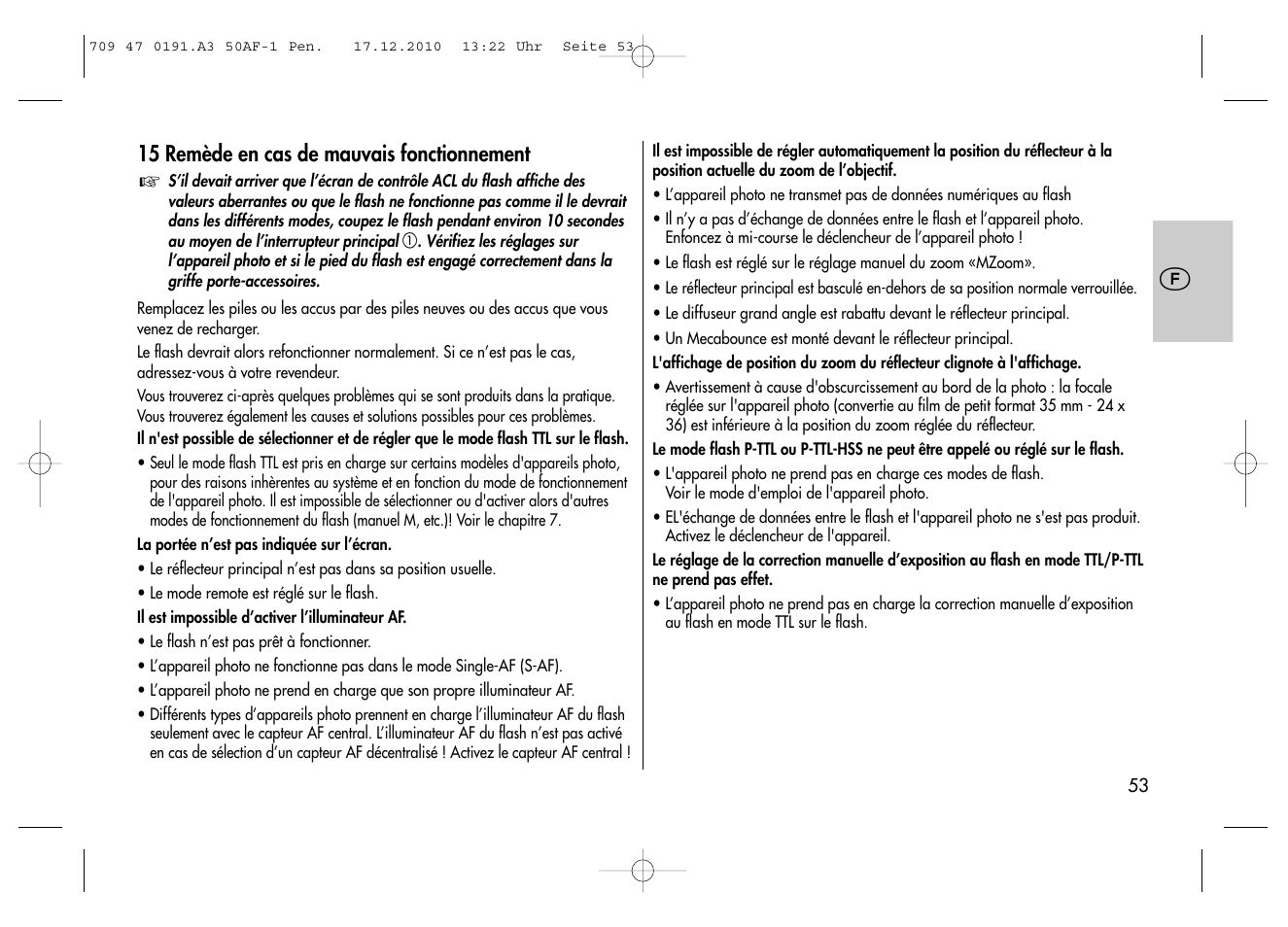 Metz MECABLITZ 50 AF-1 digital Pentax User Manual | Page 53 / 182