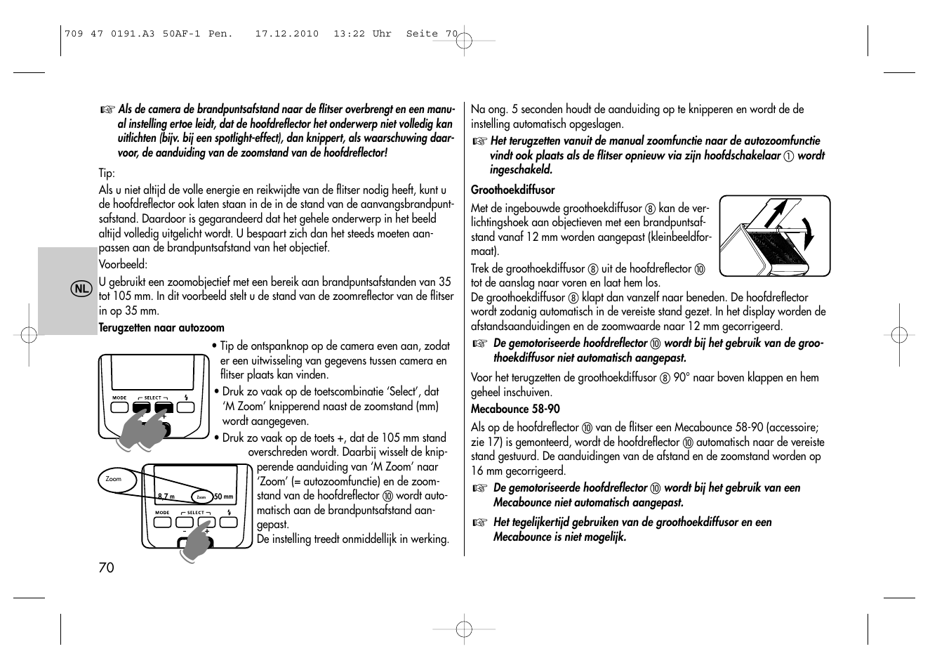 Metz MECABLITZ 50 AF-1 digital Pentax User Manual | Page 70 / 182