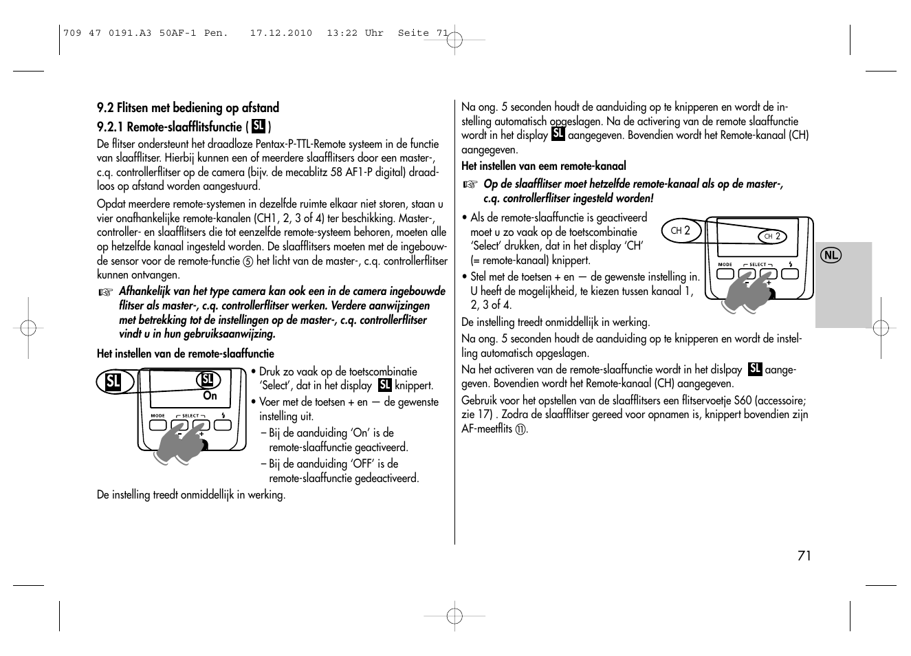 Metz MECABLITZ 50 AF-1 digital Pentax User Manual | Page 71 / 182