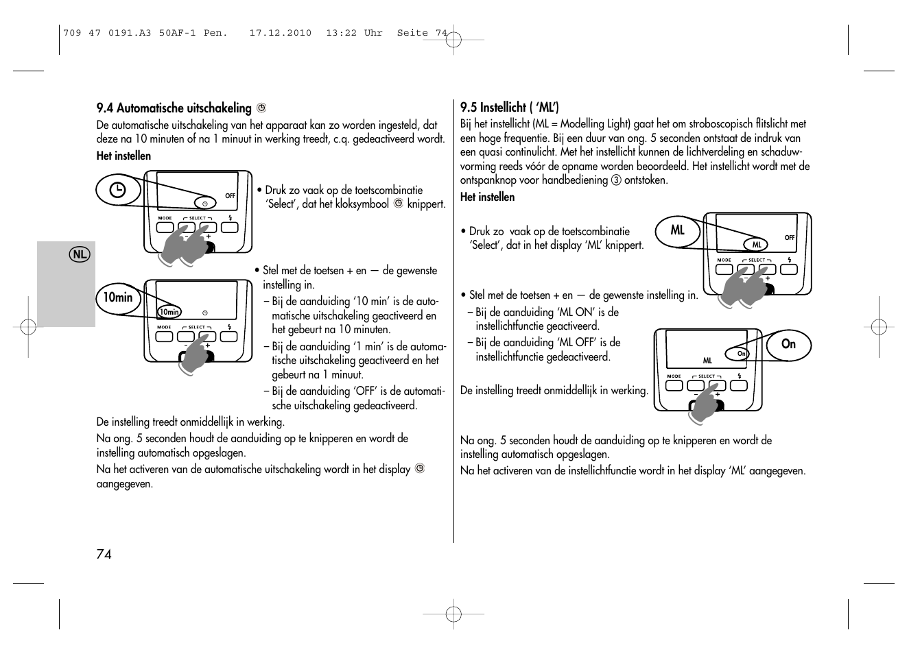 Metz MECABLITZ 50 AF-1 digital Pentax User Manual | Page 74 / 182