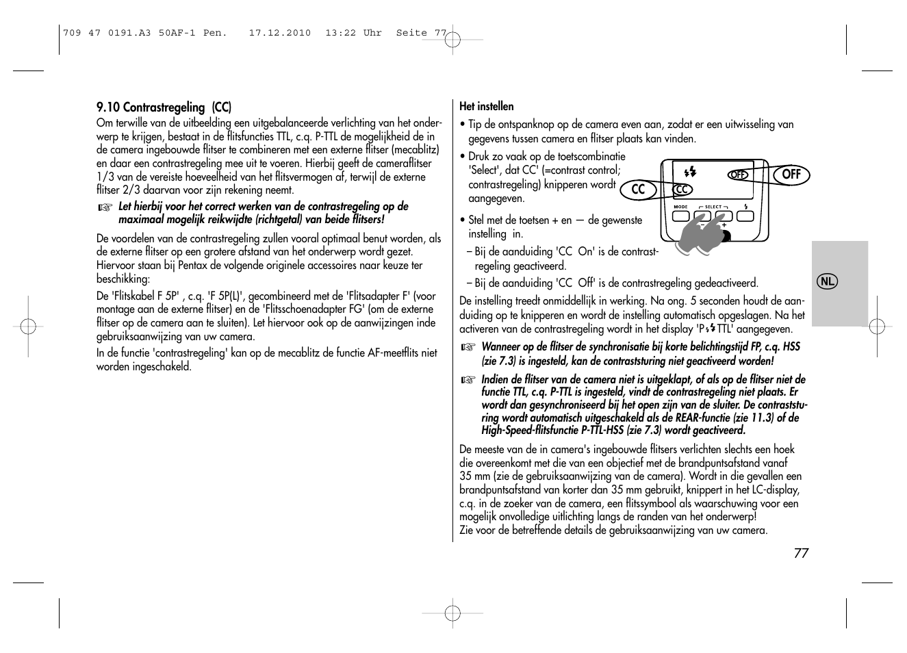 Metz MECABLITZ 50 AF-1 digital Pentax User Manual | Page 77 / 182