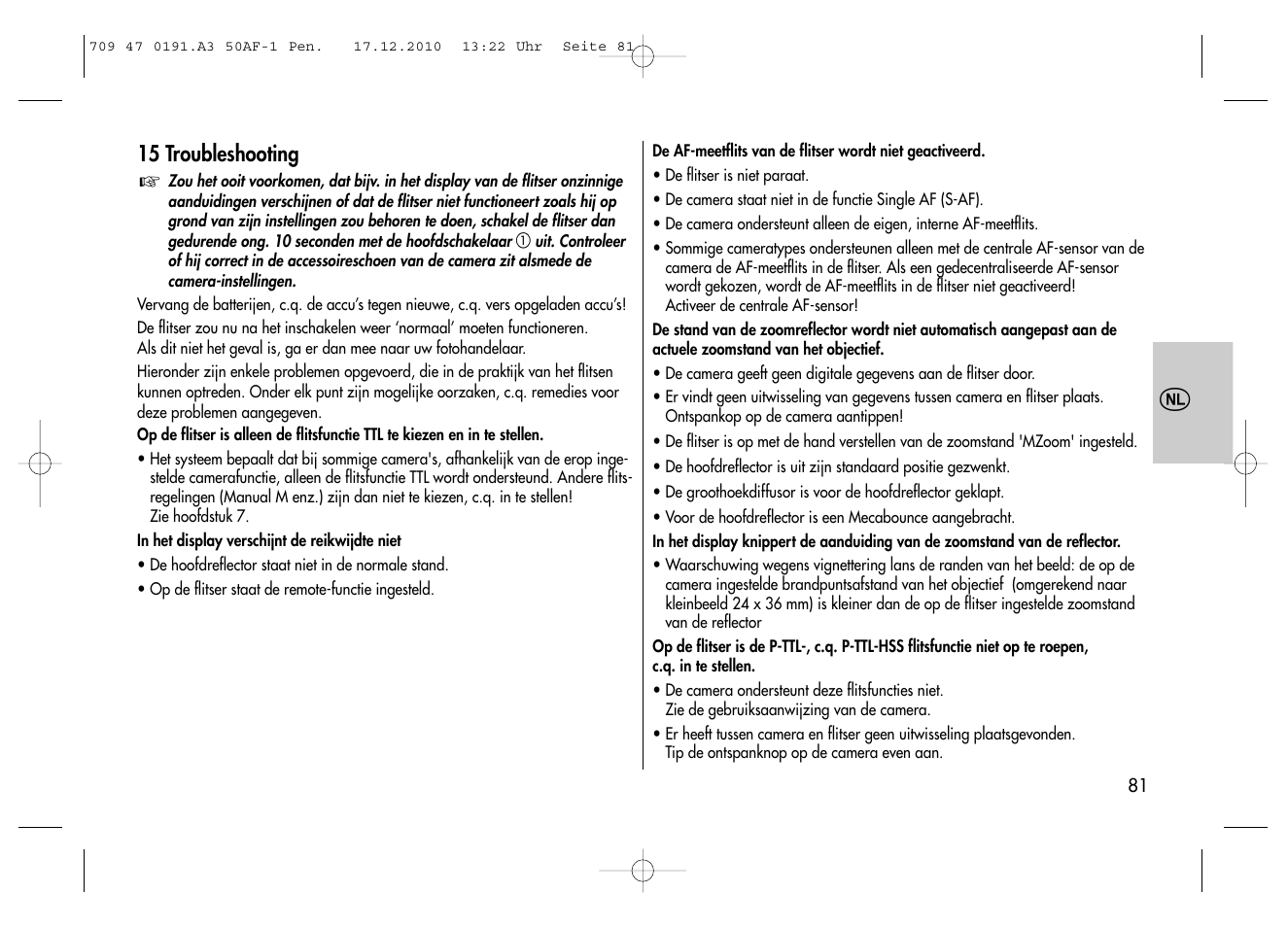 Metz MECABLITZ 50 AF-1 digital Pentax User Manual | Page 81 / 182
