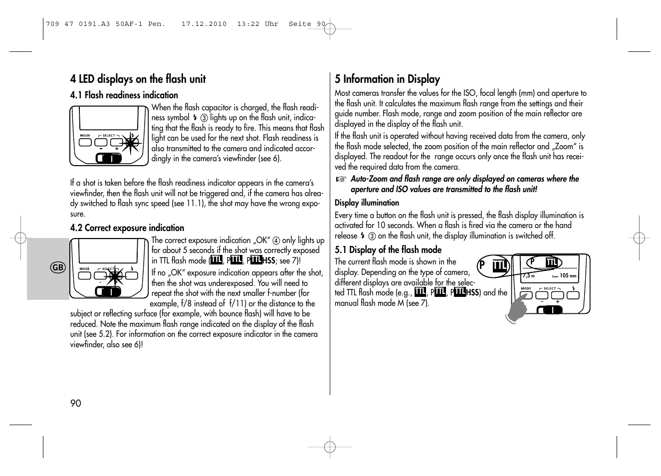 Metz MECABLITZ 50 AF-1 digital Pentax User Manual | Page 90 / 182