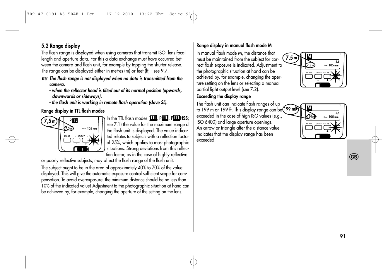 Metz MECABLITZ 50 AF-1 digital Pentax User Manual | Page 91 / 182