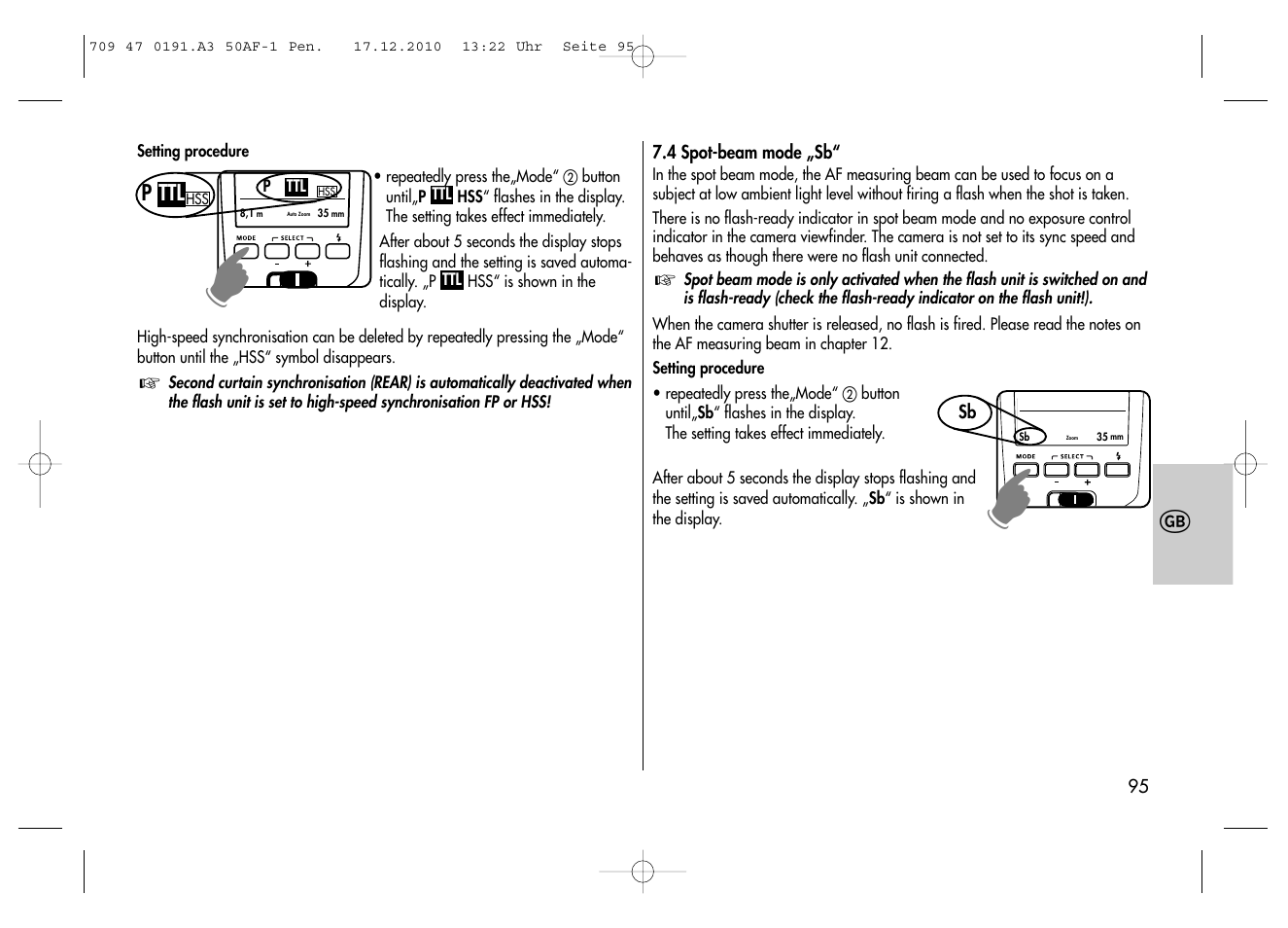 Metz MECABLITZ 50 AF-1 digital Pentax User Manual | Page 95 / 182