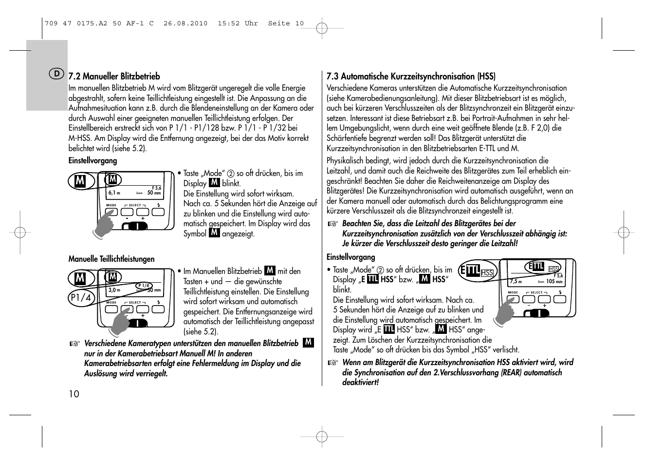 Metz MECABLITZ 50 AF-1 digital Canon User Manual | Page 10 / 174