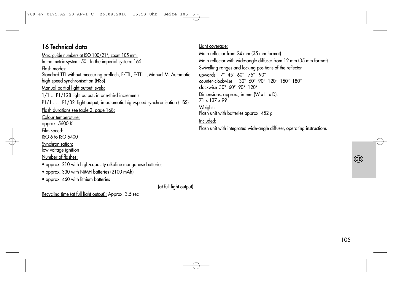 Metz MECABLITZ 50 AF-1 digital Canon User Manual | Page 105 / 174