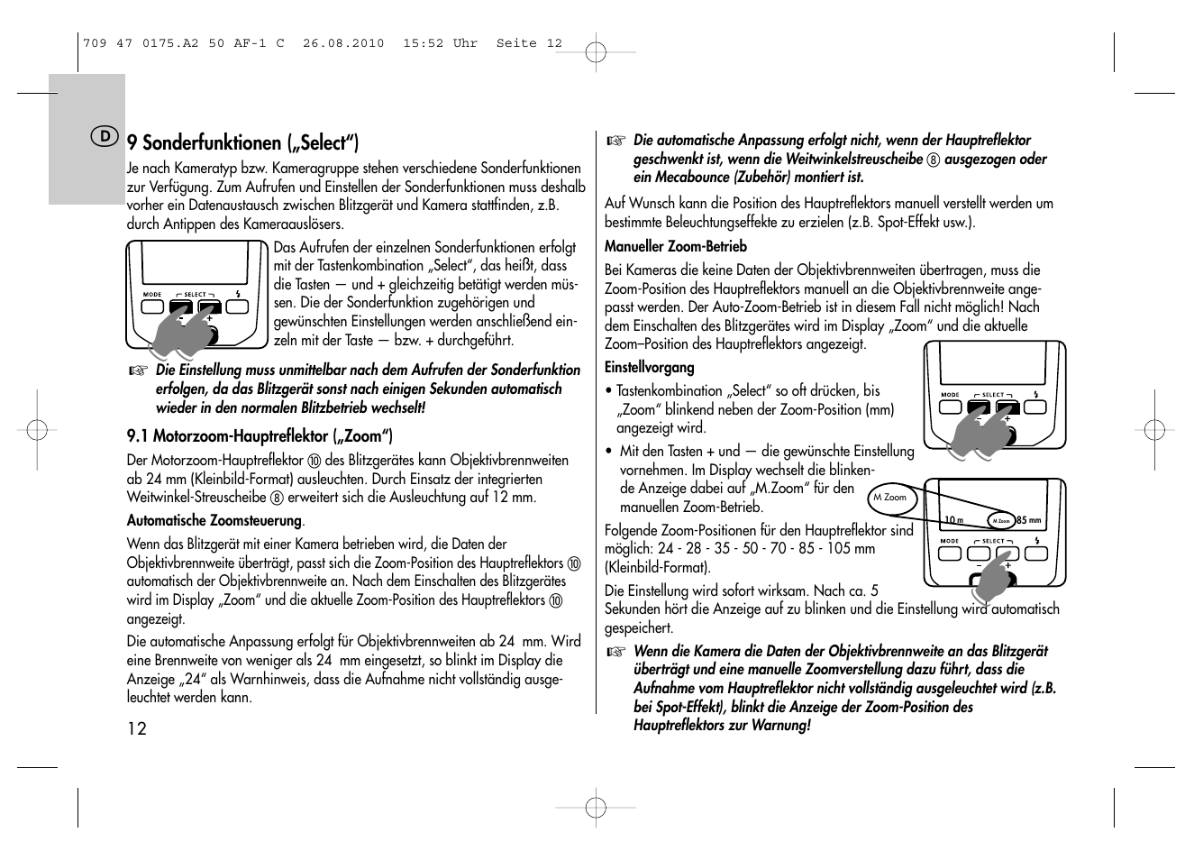 Metz MECABLITZ 50 AF-1 digital Canon User Manual | Page 12 / 174