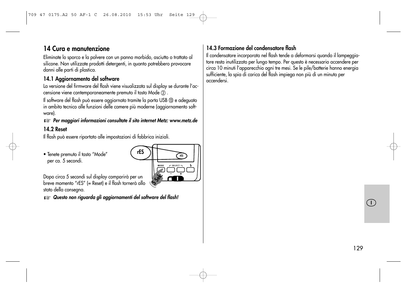 Metz MECABLITZ 50 AF-1 digital Canon User Manual | Page 129 / 174