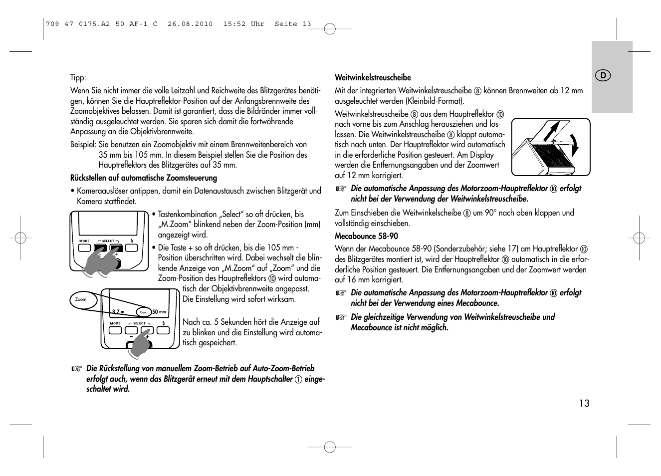 Metz MECABLITZ 50 AF-1 digital Canon User Manual | Page 13 / 174