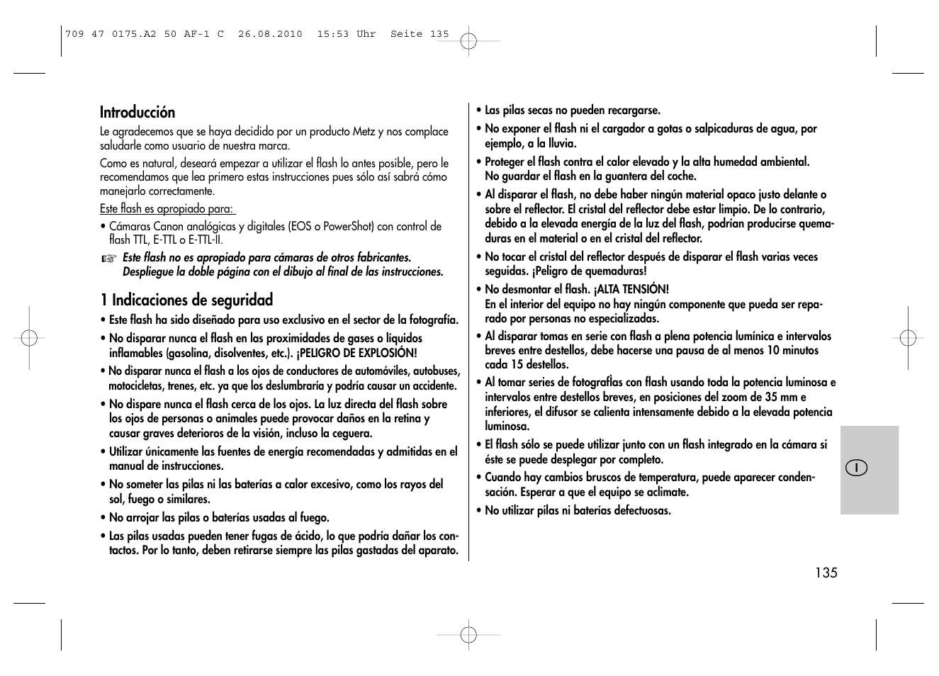 Metz MECABLITZ 50 AF-1 digital Canon User Manual | Page 135 / 174