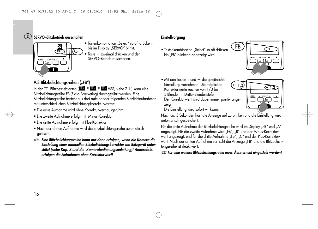 Metz MECABLITZ 50 AF-1 digital Canon User Manual | Page 16 / 174