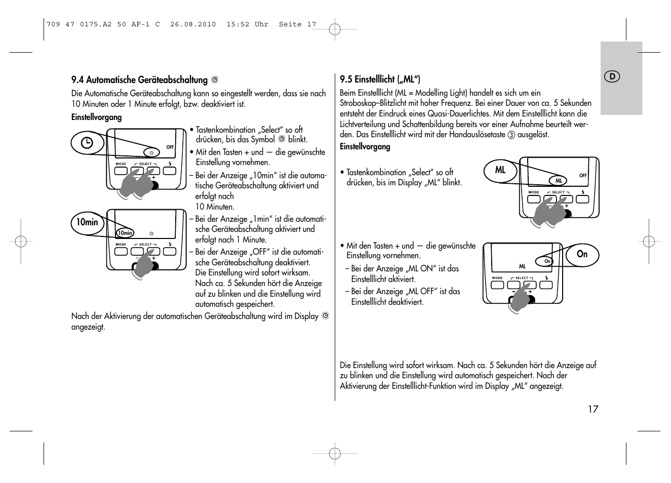 Metz MECABLITZ 50 AF-1 digital Canon User Manual | Page 17 / 174