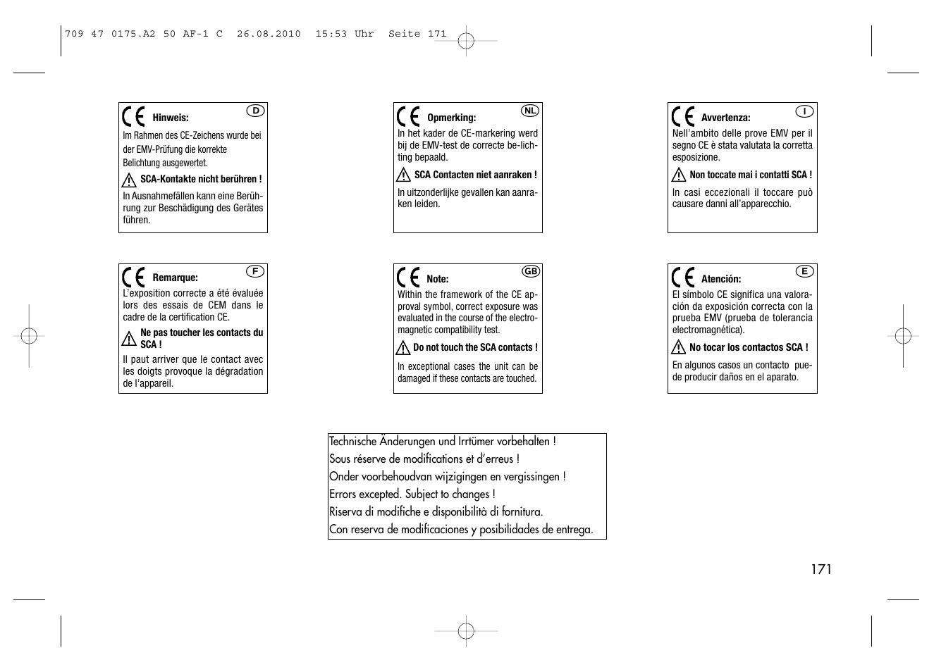Metz MECABLITZ 50 AF-1 digital Canon User Manual | Page 171 / 174