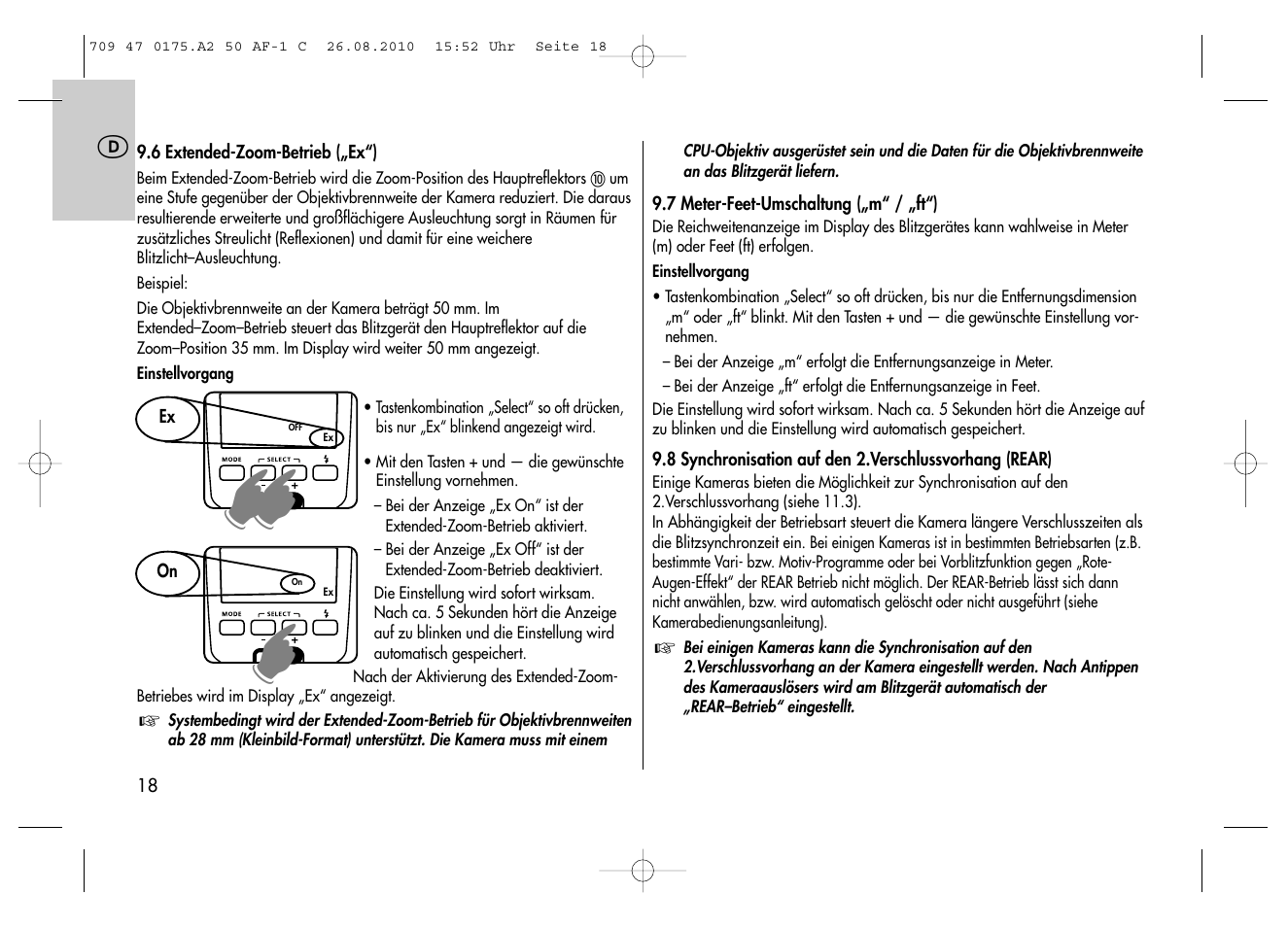 Metz MECABLITZ 50 AF-1 digital Canon User Manual | Page 18 / 174