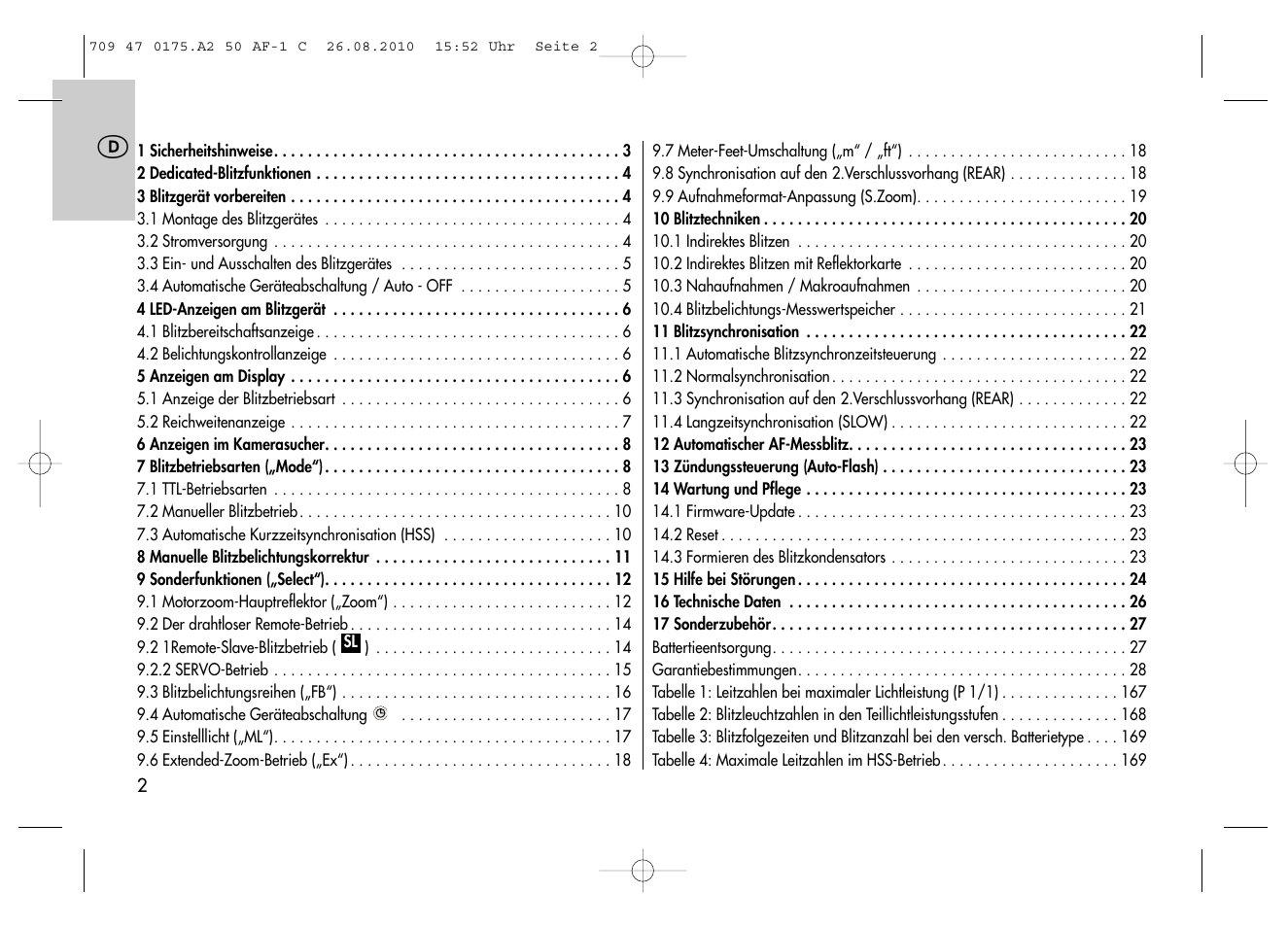Metz MECABLITZ 50 AF-1 digital Canon User Manual | Page 2 / 174
