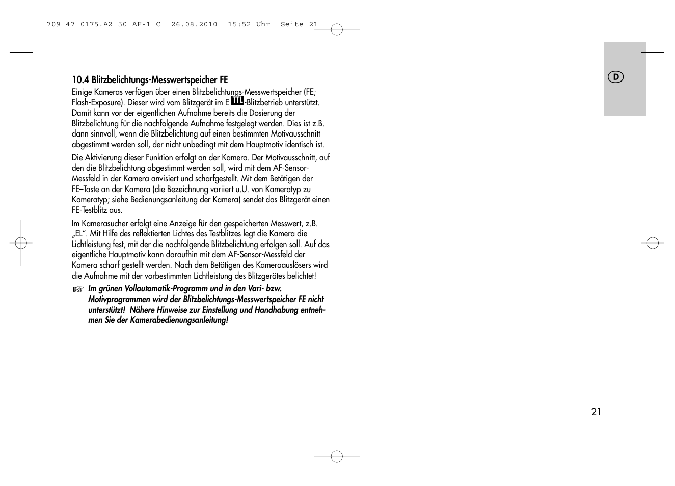 Metz MECABLITZ 50 AF-1 digital Canon User Manual | Page 21 / 174