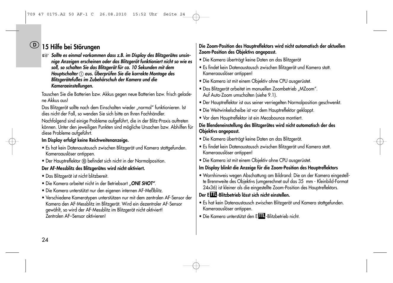 Metz MECABLITZ 50 AF-1 digital Canon User Manual | Page 24 / 174