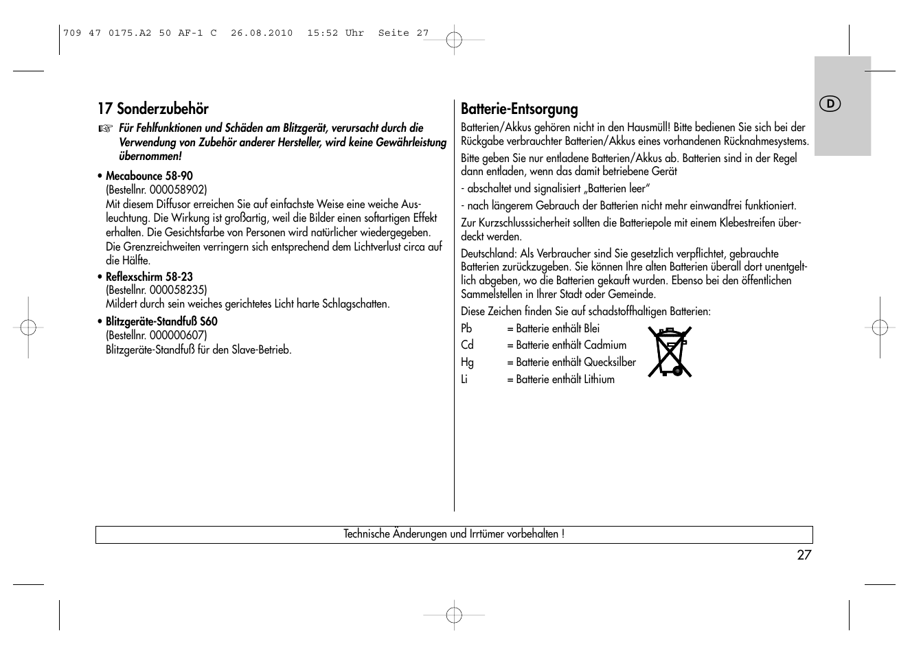 Metz MECABLITZ 50 AF-1 digital Canon User Manual | Page 27 / 174