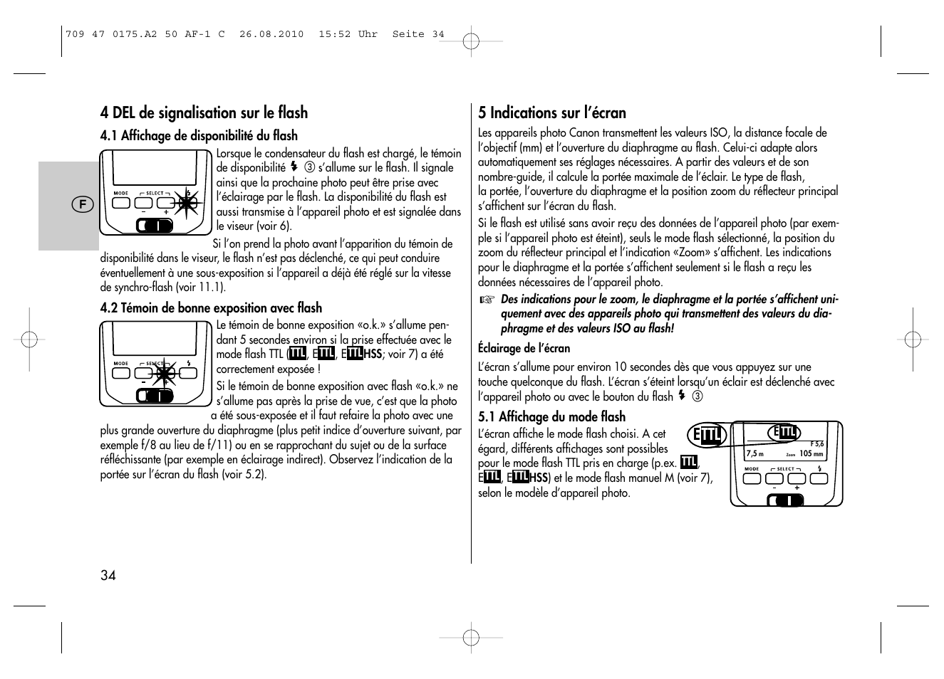 Metz MECABLITZ 50 AF-1 digital Canon User Manual | Page 34 / 174