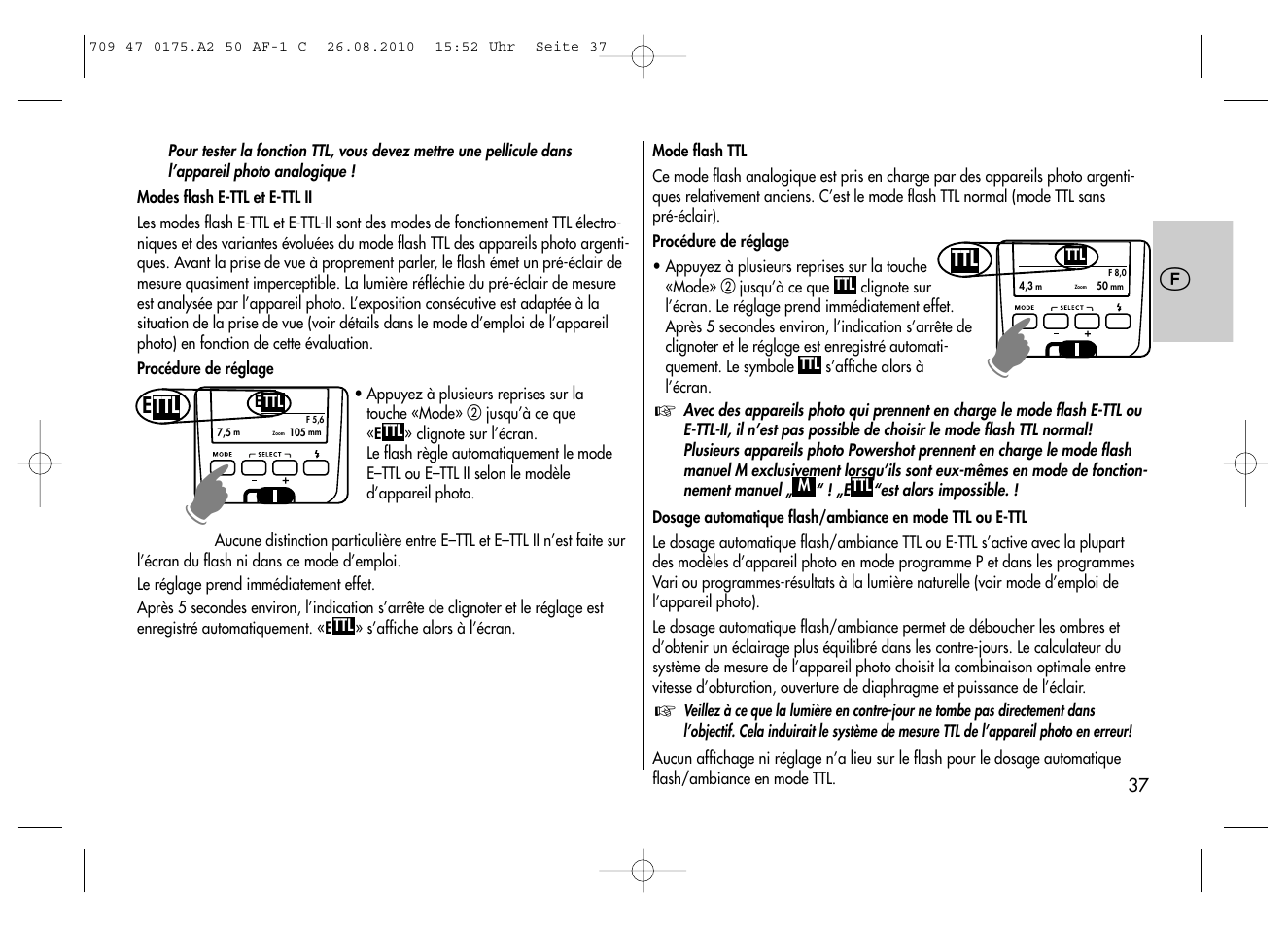Metz MECABLITZ 50 AF-1 digital Canon User Manual | Page 37 / 174