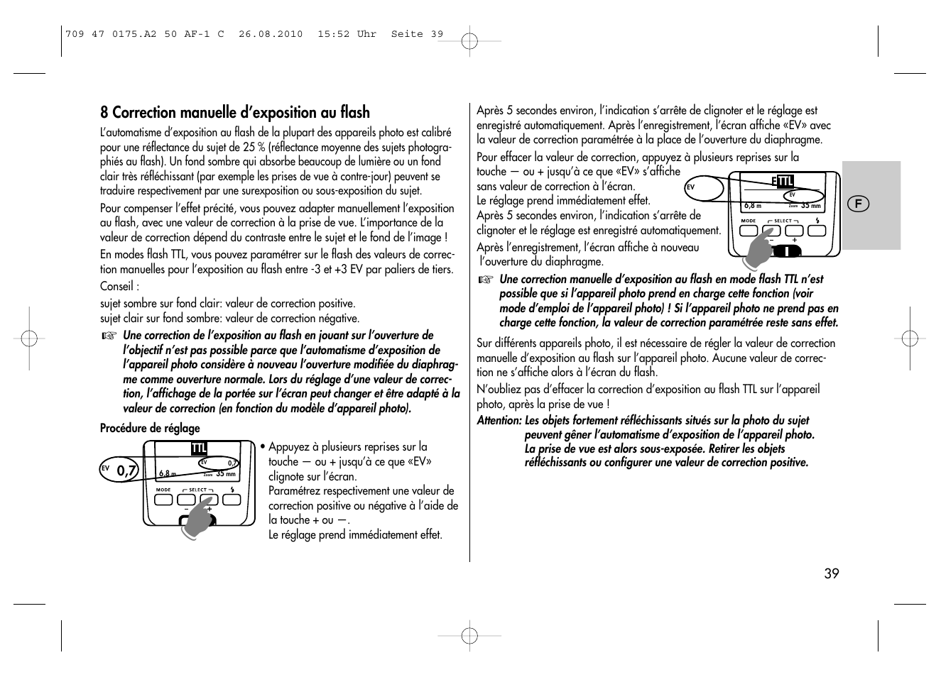 Metz MECABLITZ 50 AF-1 digital Canon User Manual | Page 39 / 174