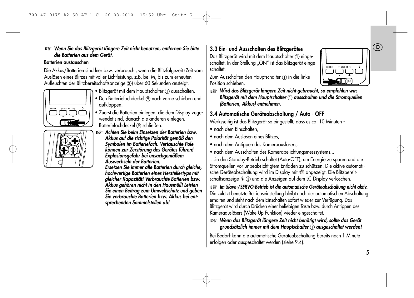 Metz MECABLITZ 50 AF-1 digital Canon User Manual | Page 5 / 174