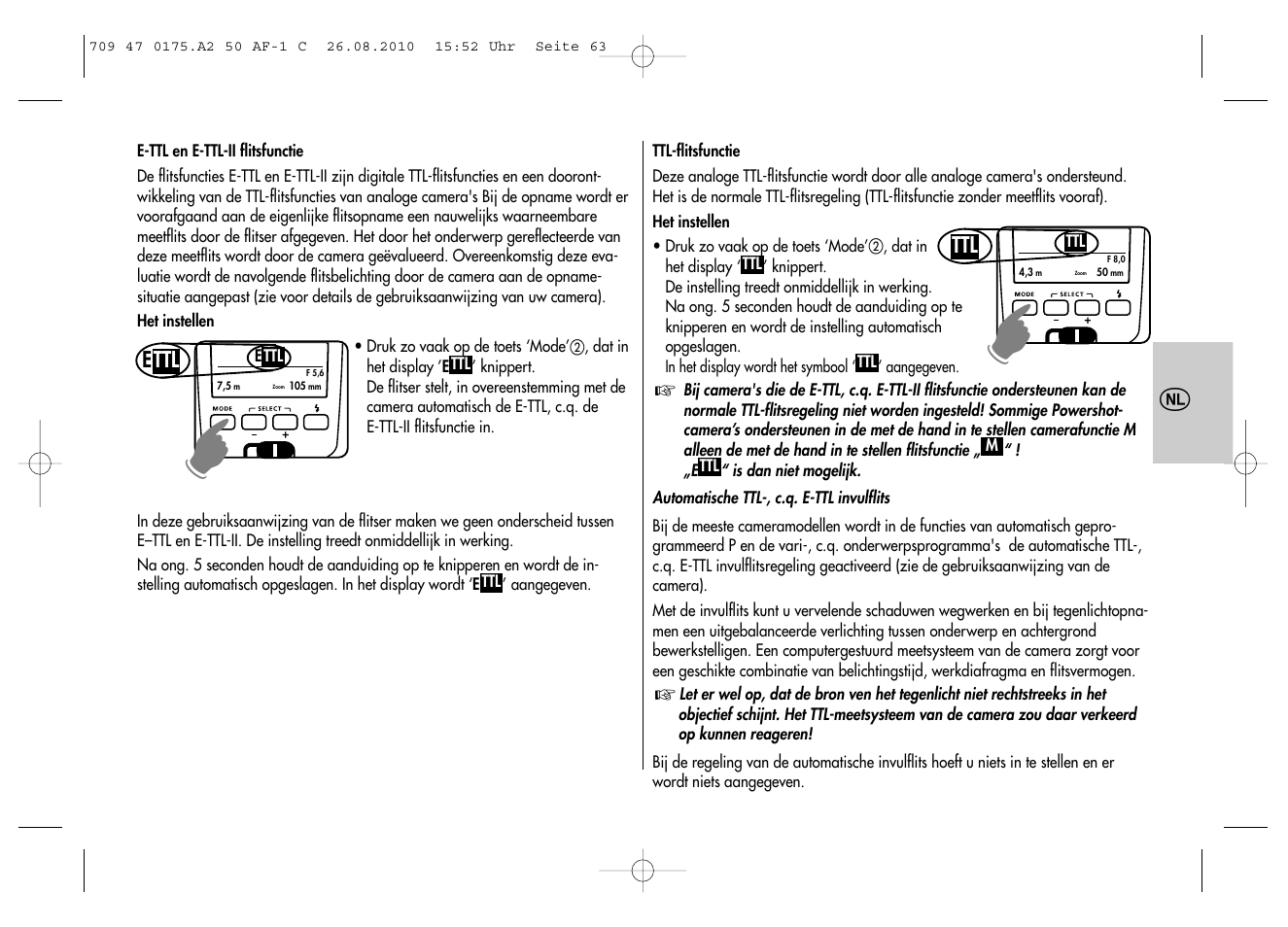 Metz MECABLITZ 50 AF-1 digital Canon User Manual | Page 63 / 174