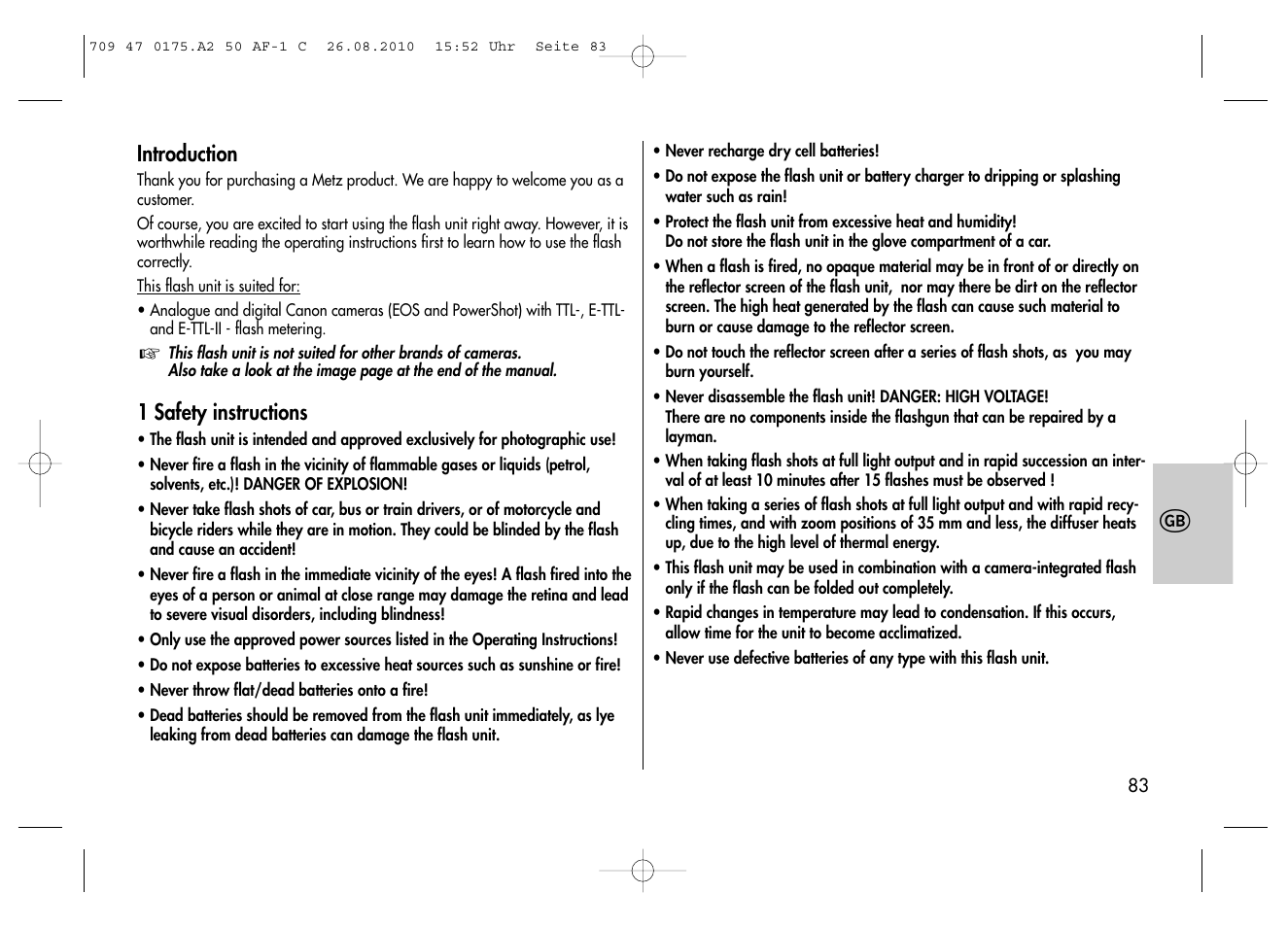 Metz MECABLITZ 50 AF-1 digital Canon User Manual | Page 83 / 174