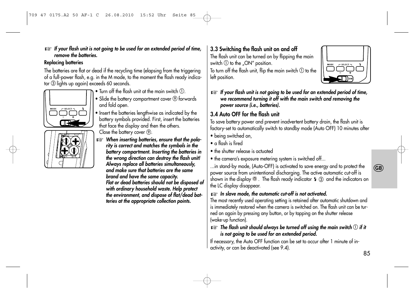 Metz MECABLITZ 50 AF-1 digital Canon User Manual | Page 85 / 174