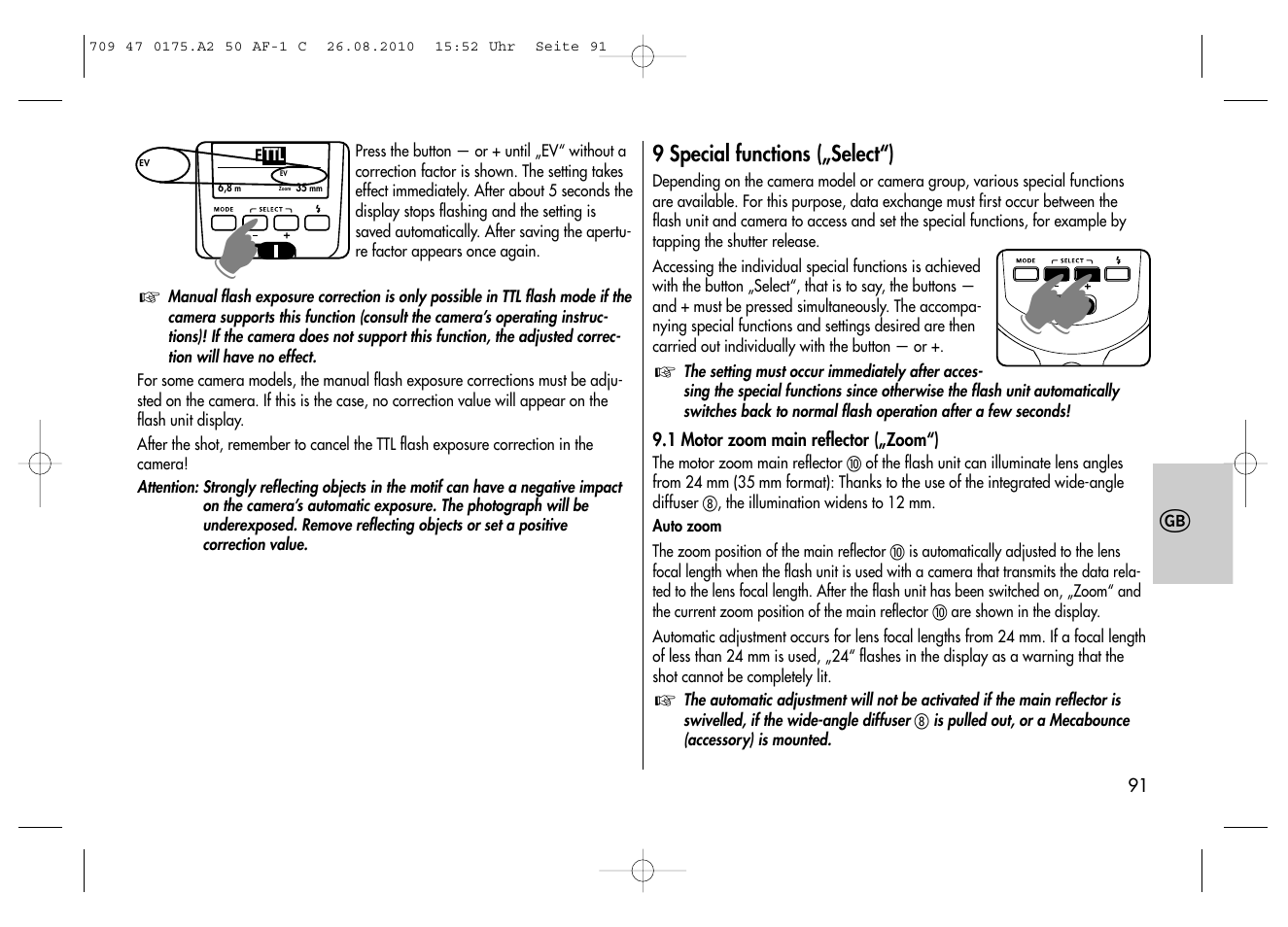 Metz MECABLITZ 50 AF-1 digital Canon User Manual | Page 91 / 174