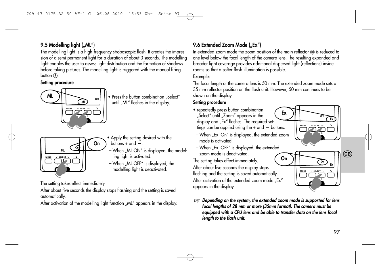 Metz MECABLITZ 50 AF-1 digital Canon User Manual | Page 97 / 174