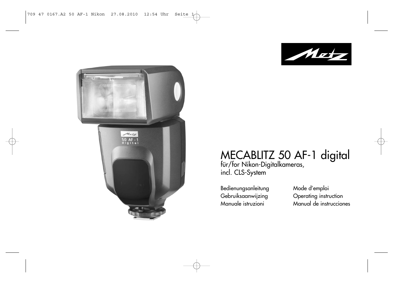 Metz MECABLITZ 50 AF-1 digital Nikon User Manual | 182 pages