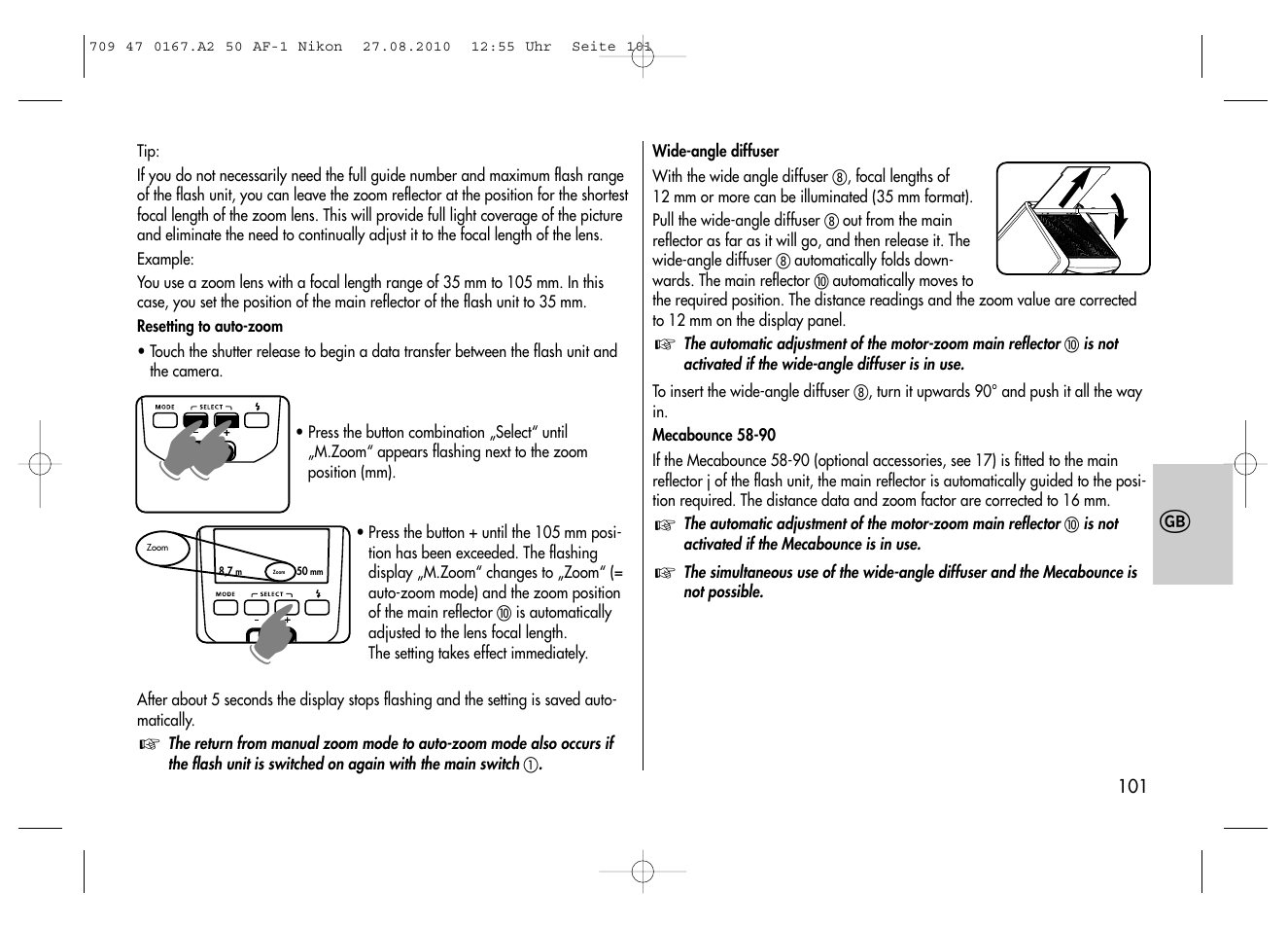 Metz MECABLITZ 50 AF-1 digital Nikon User Manual | Page 101 / 182