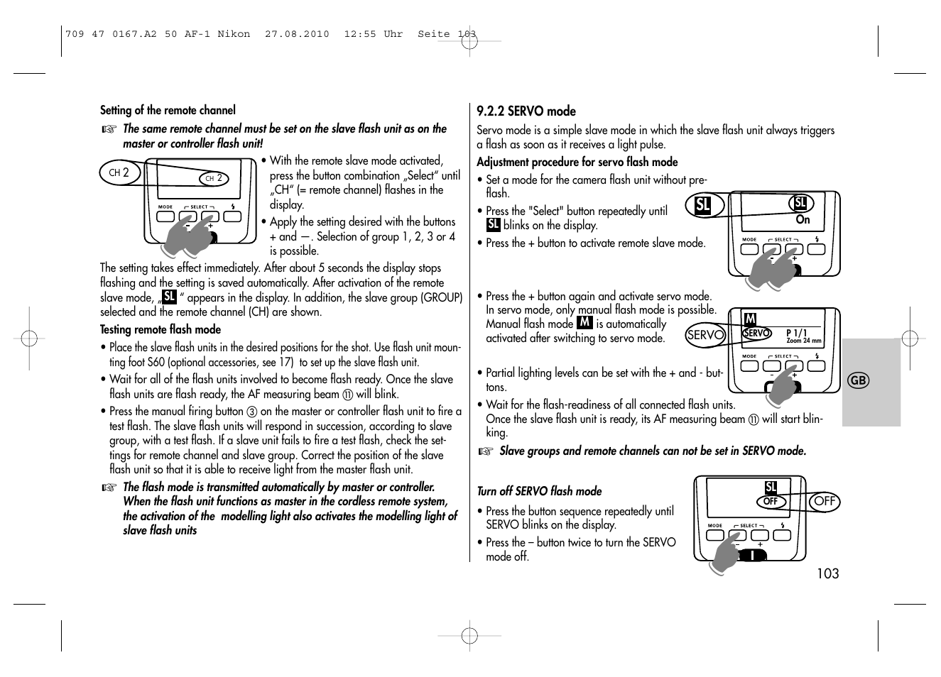 Metz MECABLITZ 50 AF-1 digital Nikon User Manual | Page 103 / 182