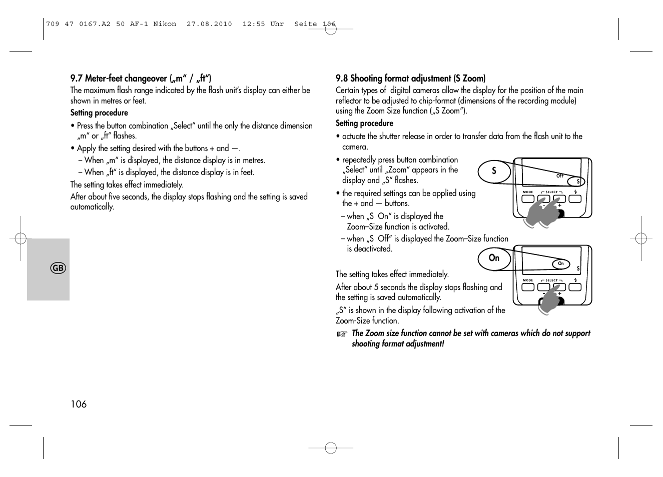 Metz MECABLITZ 50 AF-1 digital Nikon User Manual | Page 106 / 182