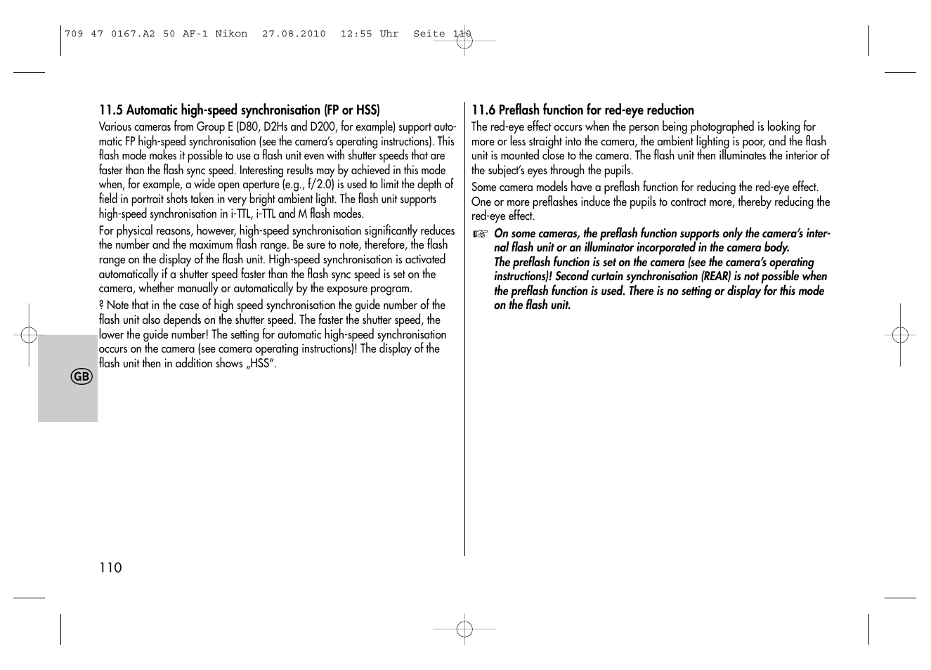 Metz MECABLITZ 50 AF-1 digital Nikon User Manual | Page 110 / 182