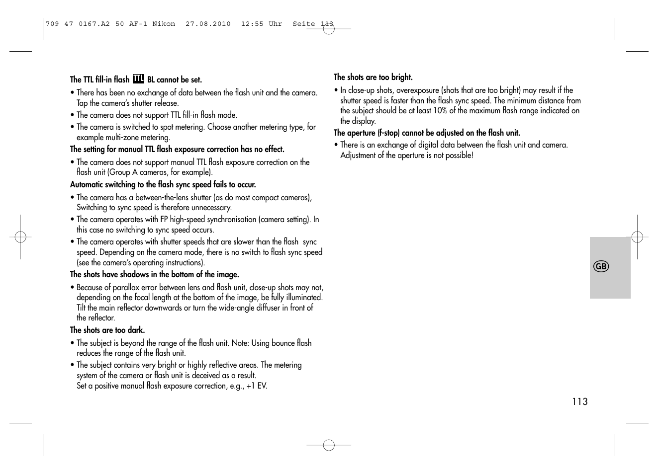 Metz MECABLITZ 50 AF-1 digital Nikon User Manual | Page 113 / 182